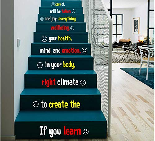 Image of CVANU Letters Wall Decor Stickers Stair Decals Quotes Stairway Decals Quote Steps Vinyl Stickers Lettering Family Staircase Decal Multicolor (Stairs-pg 50)