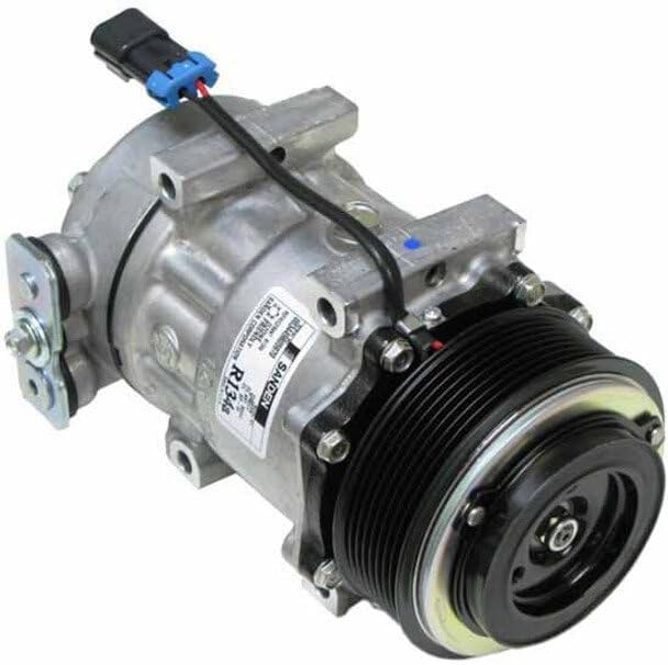 Technical Precision Replacement for Peterbilt 379 Year 1987 SANDEN 4368 AC Compressor with 119MM 8 Groove Clutch Serpentine Belt
