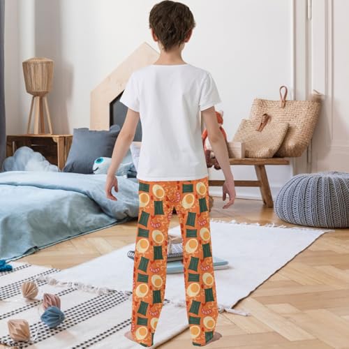 Boy's Pants Noodle Seaweed Shrimp Egg Jogger Pants Elastic Waist Long Bottoms Trousers with Pockets 6-14 Years3