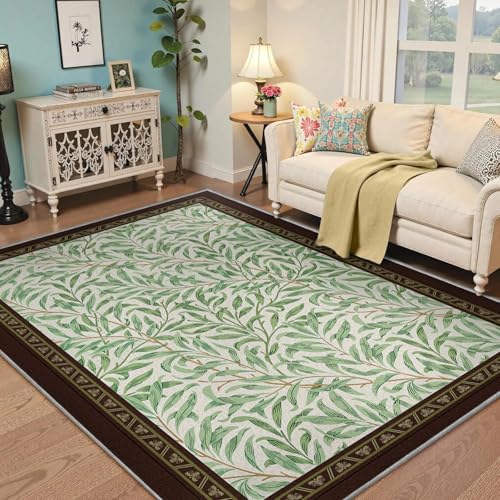 Tapis vert sauge 90x150 lavable et abstrait pour salon - 2