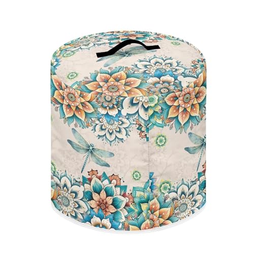 Image of Art Flower Dragonflies Air Fryer Cover Dust Cover Retro Appliance Decorative Accessory with Accessory Pocket and Portable Handle Rice Cooker Cover Universal Size Accessories Decorative