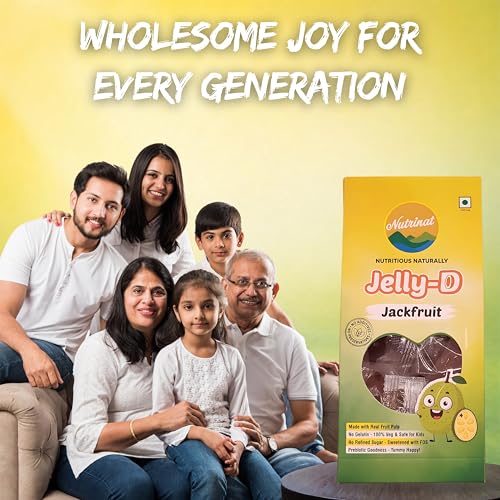 Image of Nutrinat Jelly D Jackfruit - Fruit Jelly Candy (Pack of 2 x 20 Pieces) | No Gelatin, No Refined Sugar | Plant-Based Pectin Toffee | Healthy Fruity Snacks for All