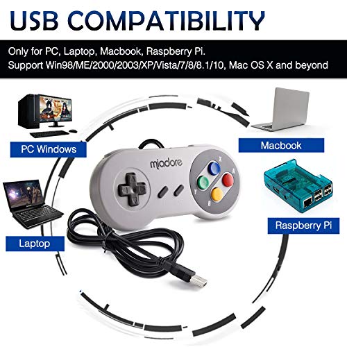 2 Pack Usb Controller For Snes Retro Gaming, Miadore Snes Usb Classic Gamepad Joypad Gamestick For Windows Pc Mac Linux Retropie Raspberry Pi 3 #TOP2