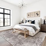7x9 Washable Living Room Rug - Abstract Large Non-Slip Area Rugs Modern Neutral Stain Resistant Indoor Floor Carpet for Bedroom Soft Farmhouse Carpets for Dinning Room Decor (Gray Cream, 7x9)