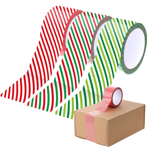 Image of Ctosree 3 Rolls Packaging Tape 50 Yard x 2 Inch Decorative Printed Duct Wrapping Tape for DIY Crafts Scrapbooking Crafting Boxes Decorations (Stripe)