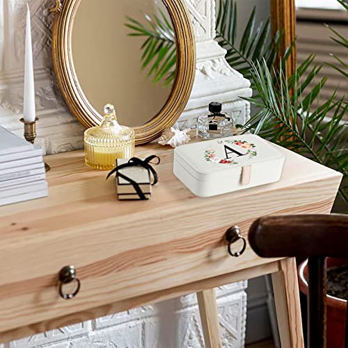 Yikalus Birthday Gifts For Women- Travel Jewelry Box, Portable Small Jewelry Storage Box For Necklace Ring Earrings, Jewelry Organizer Box For Girls 8-12, Cute Mothers Day Gifts For Sister Initial A #TOP4