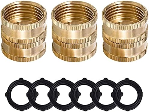 carvedexquisitely 1/2 femmina 3/4 maschio GHT connettore serbatoio acqua in ottone massiccio, montaggio a paratia con 2 anelli in gomma (2