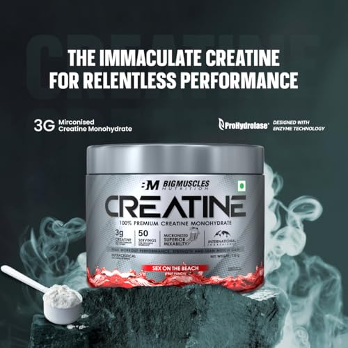 Image of Bigmuscles Nutrition Creatine 155g, 50 Servings, Mango Martini, Micronized for Muscle Repair & Performance | Bigmuscles Creatine 155g, 50 Servings, Watermelon Slush, Powder