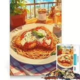 Puzzle mit 1000 Teilen Hähnchen-Parmesan mit Spaghetti,Illustration,exakte Schnitttechnik,kreatives Denkspiel,ruhi ...
