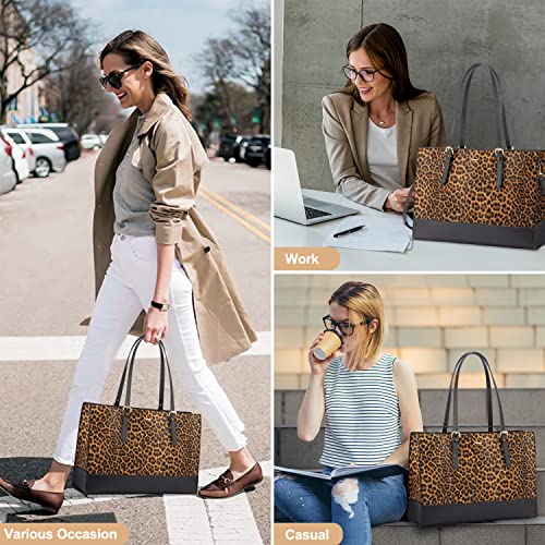 Image of LOVEVOOK Laptop Bag for Women, Fashion Computer Tote Bag 15.6 Inch Large Handbag, Shoulder Bag Purse for Business Work