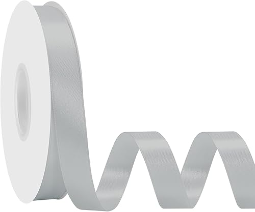 Miniatura 132 de Cinta de satén rosa polvoriento de doble cara de 1/4 pulgadas x 50 yardas, cintas de poliéster polvorientas para envolver regalos, cinta de tela