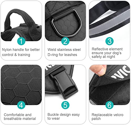 Image of PetVogue Dog Harness with 3M Reflective|No Pull Dog Body Belt|Reflective Dog Vest Oxford Fabric|Soft Padded Easy Control Dog Chest Neck Belt|No More Pulling & Choking|for All Size Dogs, Medium,Black