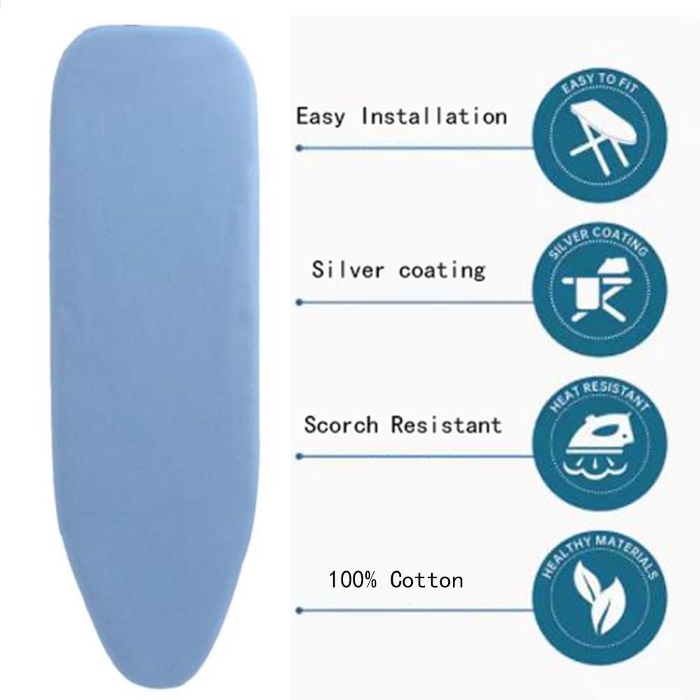 13x36 Zoll Pad, Ersatzbezug for Bügelbrett aus Baumwolle, verstellbare Bügeleisen-Pad-Bezüge, langlebig gegen Versengen und Flecken ,Bügelbrettbezüge(Blue)