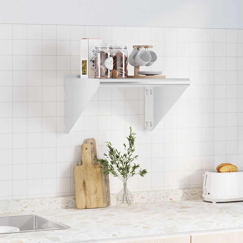 Wandregal Edelstahl 50x45x31 cm, Robustes Küchenregal zur Wandmontage, Belastbar bis 50 kg, Silbernes Schweberegal Gebürstet für Gastronomie, Küche, Wohnzimmer und Werkstatt