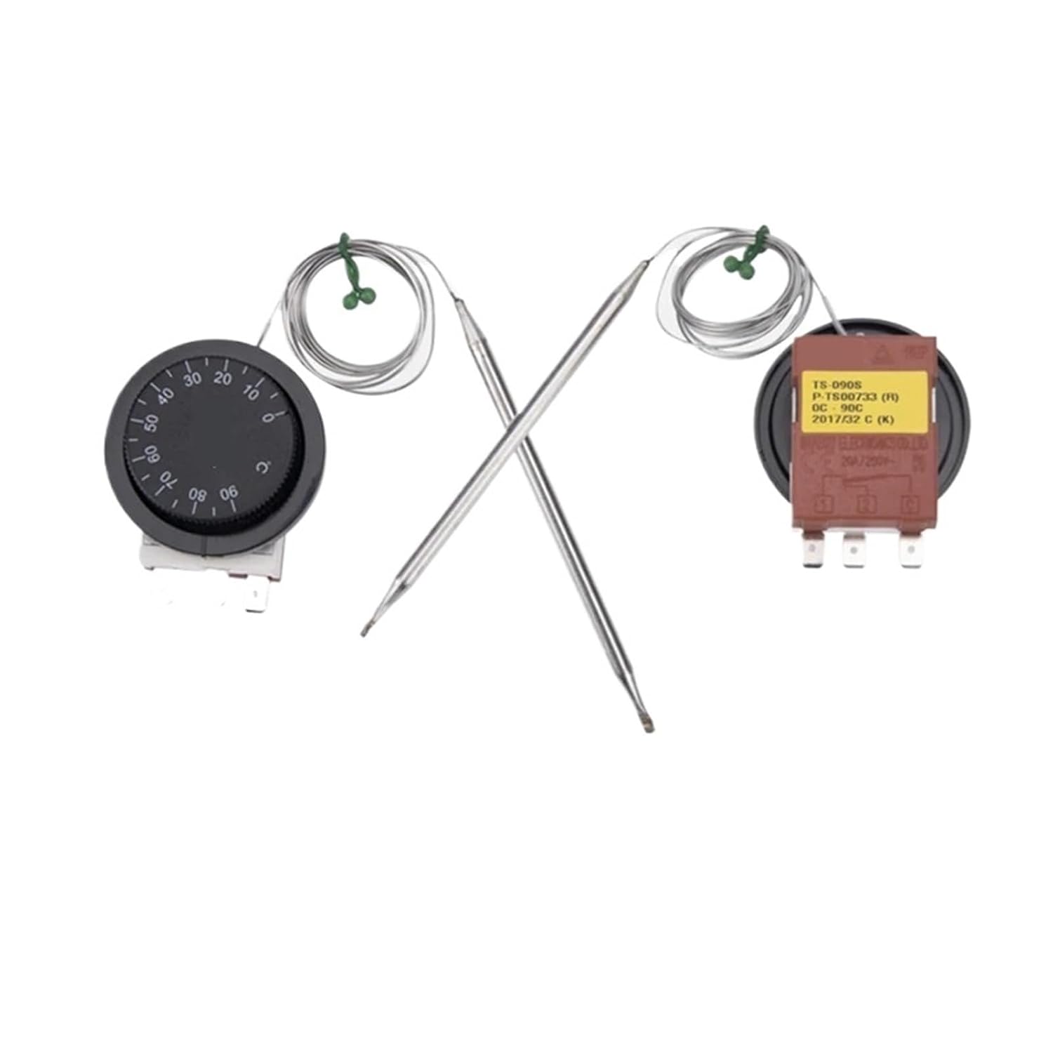 SYOAXVVD 1pcs Rainbow 3 Pins Mechanical Thermostat Temperature Switch Adjustable Controller TS-090S R 0-90°C Celsius