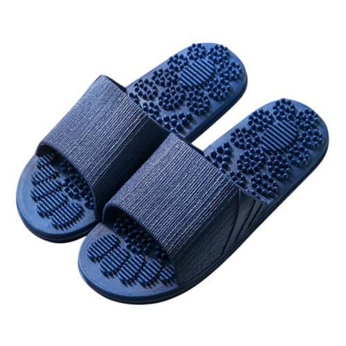 Zapatillas de masaje para hombre, para el hogar, verano, exteriores, no transpirables, para acupuntura, para masaje de pies, sandalias de interior para hombre, lavables, azul oscuro, 39 1/3 EU