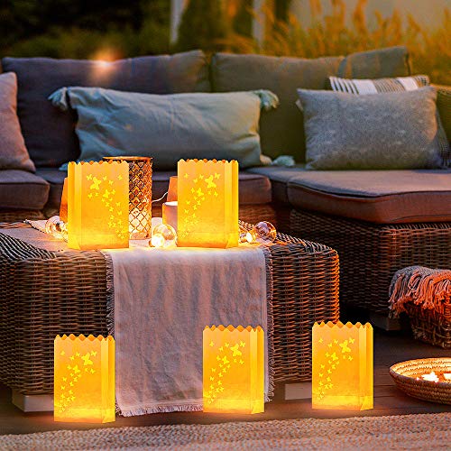 50 sacs lumineux papillon avec bougies chauffe-plat à piles blanches pour déco de table - 4