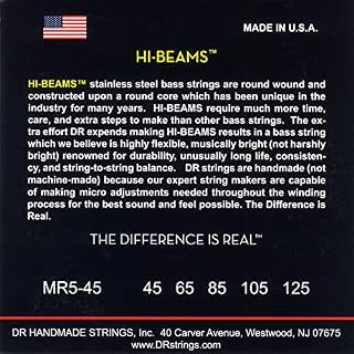 DR String MR5-45 Hi-Beam Jeu de cordes pour guitare basse - Les Beatles, Paul McCartney, John Lennon, RIngo Starr, George Harrison DR String MR5-45 Hi-Beam Jeu de cordes pour guitare basse – Image 3