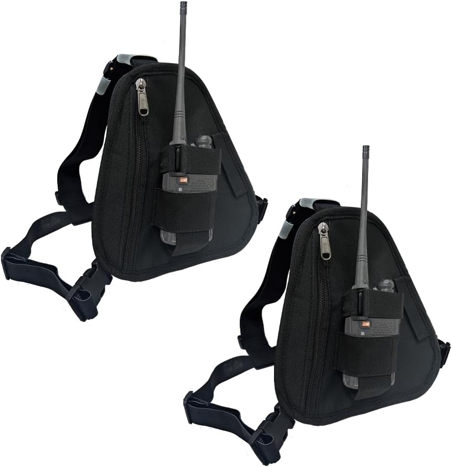 Radio Vest Chest Harness Holster Chest Pack Adjustable Two-Way Radio Holster for Baofeng Motorola Kenwood Walkie Talkies（2Pack）