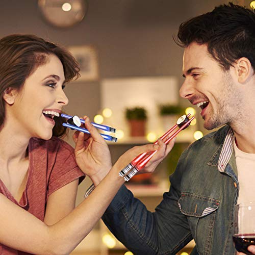 Light Up Lightsaber Chopsticks -Durable Lightweight Portable Bpa Free And Food Safe Kitchen Dinner Party Tableware Gifts (2 Pairs, Red Blue) #TOP2