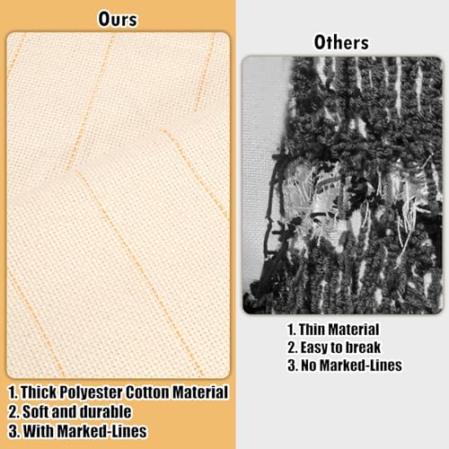 Image of 39'' x 39'' Primary Tufting Cloth with Marked Lines,Monk Cloth Fabric for Punch Needle,Large Overlocking Tufting Cloths,Burlap Tufting Cloths for DIY Rug-Punch Tufting Gun