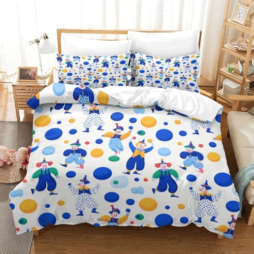 Housse de couette 3D imprimée clowns de cirque en microfibre résistante et durable - 3