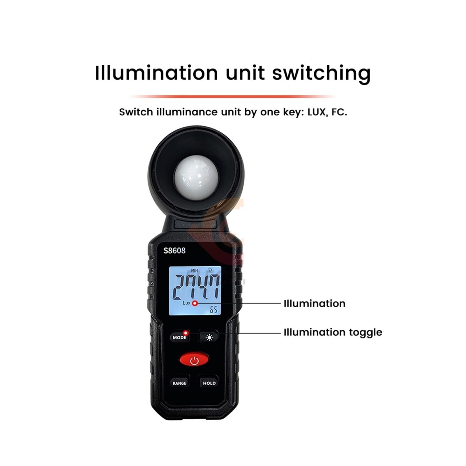 Medidor de luz, Fotómetro de Intensidad de iluminación de 200000 Lux fotómetro de iluminancia Digital S8608