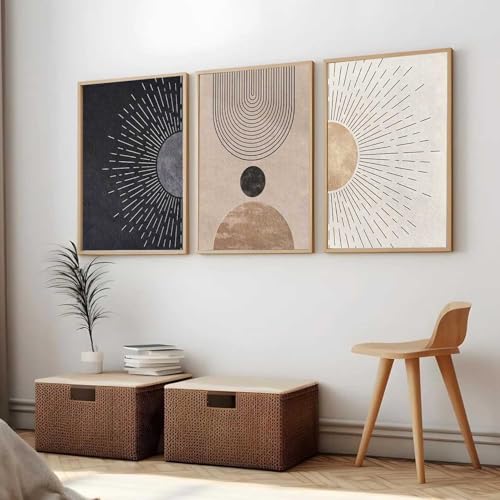 Image of Kalit Kala Decor Painting Boho Wall Art Home Decoration Paintings With Frame For Living Room Bed Room Hotel Wall Decor Digital Reprint Set of 3 (19X25 inch)