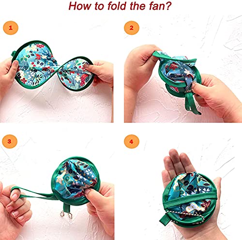 Mxy Foldable Fan Japanese Style Summer Handheld Round Folding Fan Beautiful Pattern Festival Decor Wedding Birthdays Home Decoration (Blue Fireworks) #TOP6