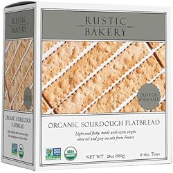 Rustic Bakery Handmade Sourdough Flatbread - Olive Oil & Sel Gris - Sea Salt Charcuterie Crackers - Artisan Crackers for Cheese Platter or Snacking - Made in California - Pack of 4, 6 Oz Trays