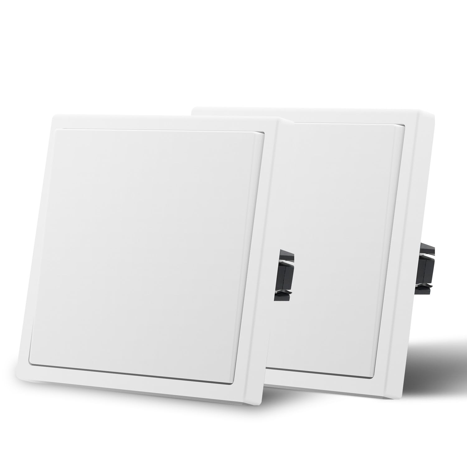 MVAVA Lichtschalter Unterputz, Standard Lichtschalter 1 Fach 1 Weg, Kunststoffe Wandschalter 80mm x 80mm, 2 Pack Weiß, M2-Serie