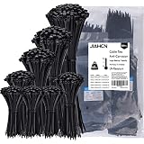 800 Pack Cable Zip Ties, Black Zip Ties Assorted Sizes 4+6+8+10+12 Inch, 40 lbs Tensile Strength Ele