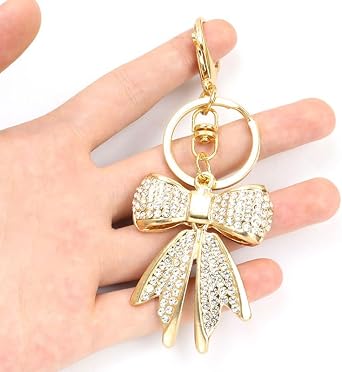 Sparkly Rhinestone Cute Bow Knot Keychains for Women Charms Keyring Car Purse Handbags Backpacks Pendant