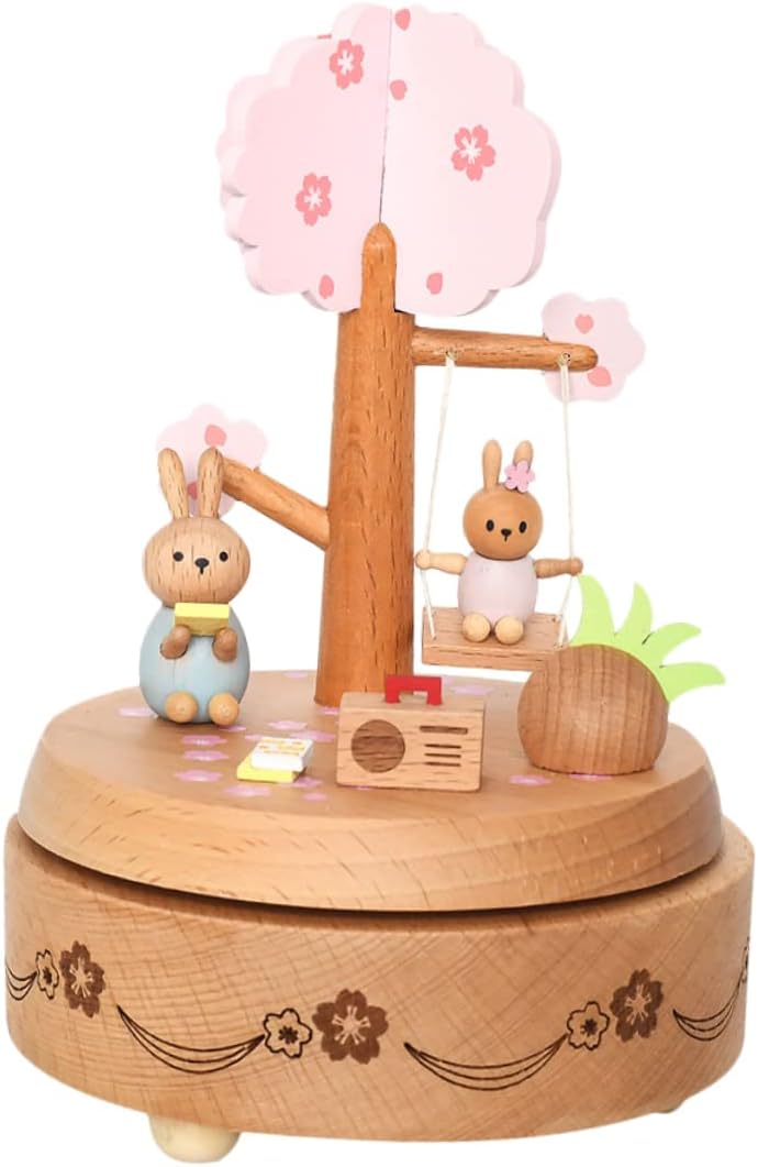 Rabbit Modeling Music Box Musical Ornament Stylish Easter Decor for Home
