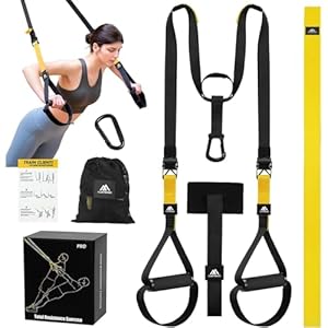 Flintronic Sling Trainer Set für EIN Ganzkörpertraining, Schlingentrainer, Schlingentrainer für Zuhaus, Gelb-3