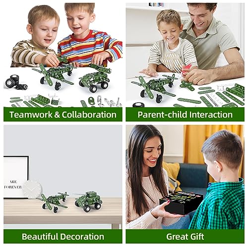 Image of Ferthor Fun Metal Building Military Series Assembly Toys,Small Construction Set for Kids Ages 4-8, Military Toys for Boys Age 8-12,STEM Toy Gifts for Model Army Kit(166pcs No Motor)