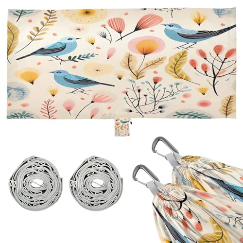 Kigai Bird Leaves Camping Hammock Durable & Portable Travel Hammock Holds 330lbs with Tree Strapsm, Pocket, Camping Accessories