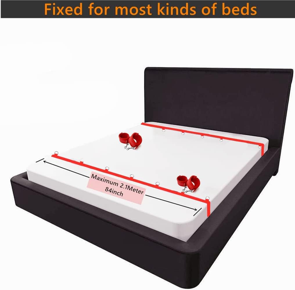 Ancla de cama con cinturón de nylon negro para atar las manos y los pies contra el movimiento. (rojo)