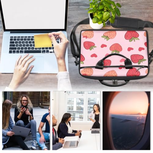 Bolso para portátil rojo con diseño de corazón de fresa 15 pulgadas miniatura 6
