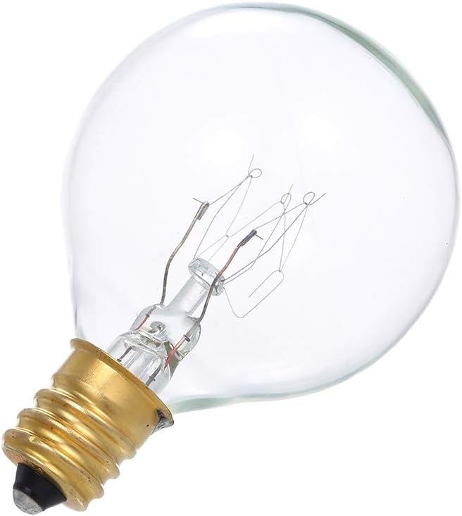 Lxcom Lighting G50 Globe Light Bulb 25 Watt Dimmable Round Bulbs Warm White 2700K E12 Candelabra Base Clear Glass Incandescent Light Bulbs for Decorative Light Salt Lamp, AC120V, 10 Pack