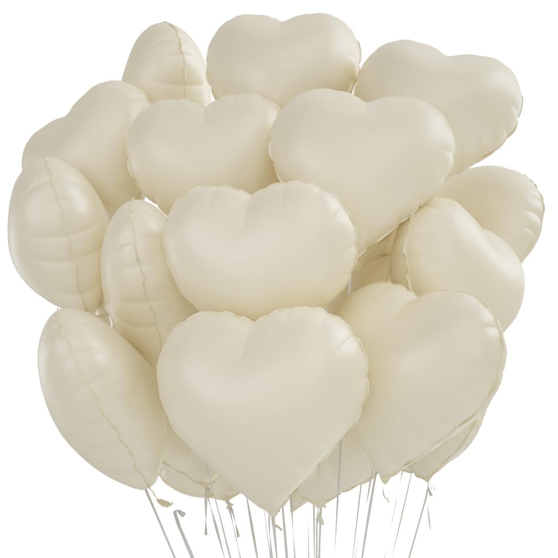 20 piezas Globos de corazón de color crema，Globos corazon Blanco crema, Globos en Forma de Corazón 18 Pulgadas, Globo de Lámina de Corazón, para el Día de San Valentín Bodas Nupcial Aniversario