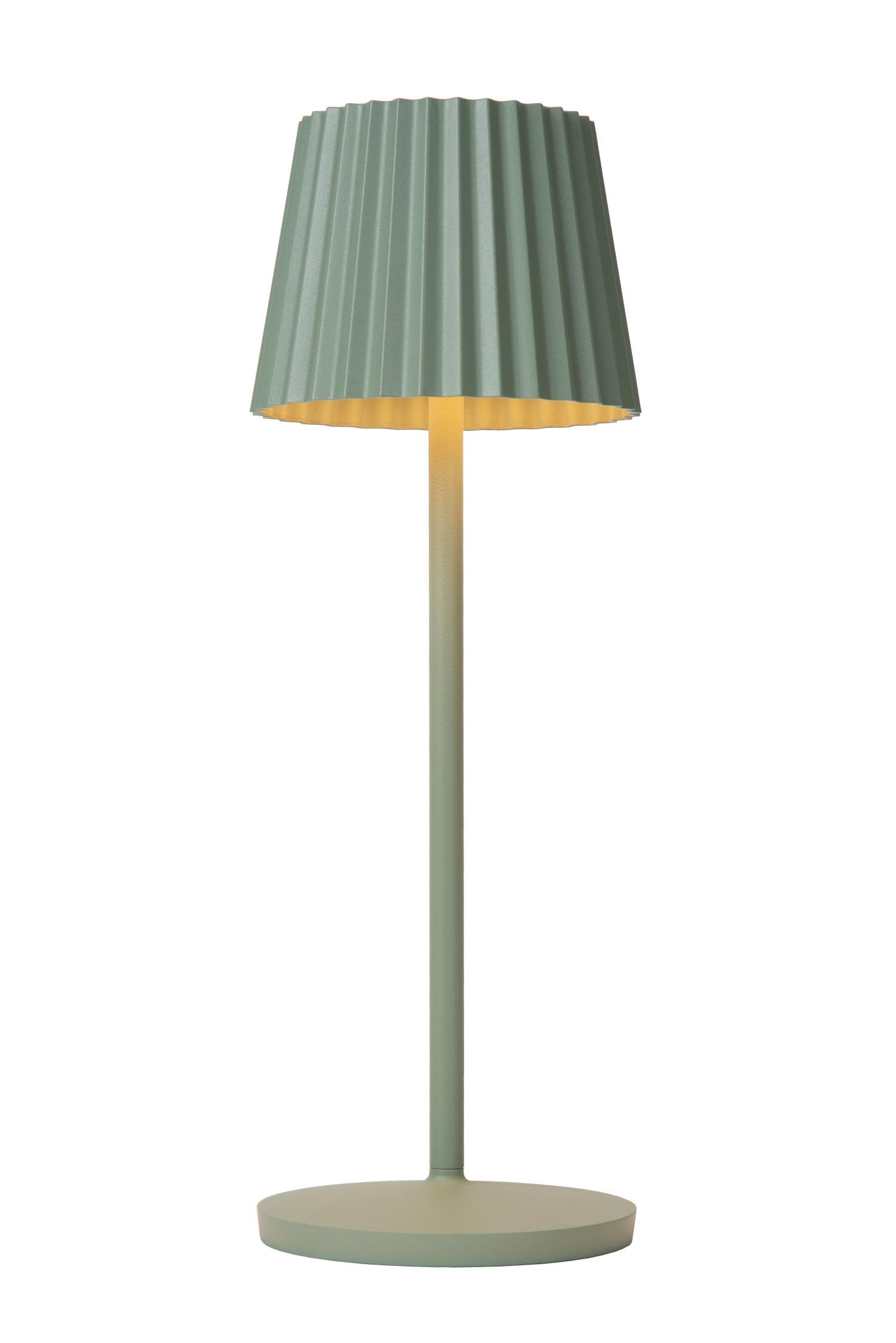 Lucide JUSTINE - wiederaufladbare Tischlampe Außen - Akku/Batterie - LED Dim. - 1x2W 2700K - IP54 - Mit kabelloser Ladestation - Grün