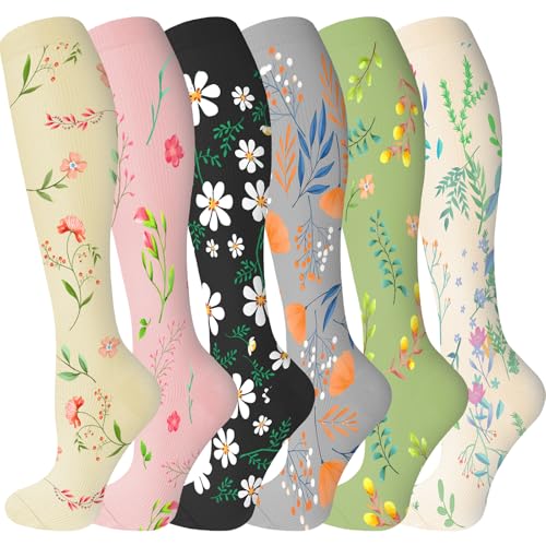 Image of bropite Compression Socks 20-30 mmHg, 6 Pairs Knee-High for Running, Nurse&Travel