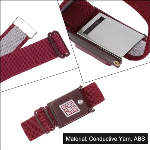 Image of MECCANIXITY 2Pcs Anti Static Wrist Strap, ESD Antistatic Bracelet Adjustable Cordless with Spare Bracelet for Computer Electronics Repair Maroon Red