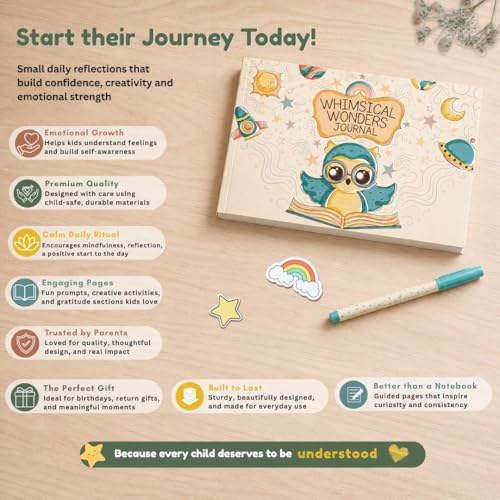 Image of Whimsical Wonders Mindfulness Journal for Kids, 94 Pages