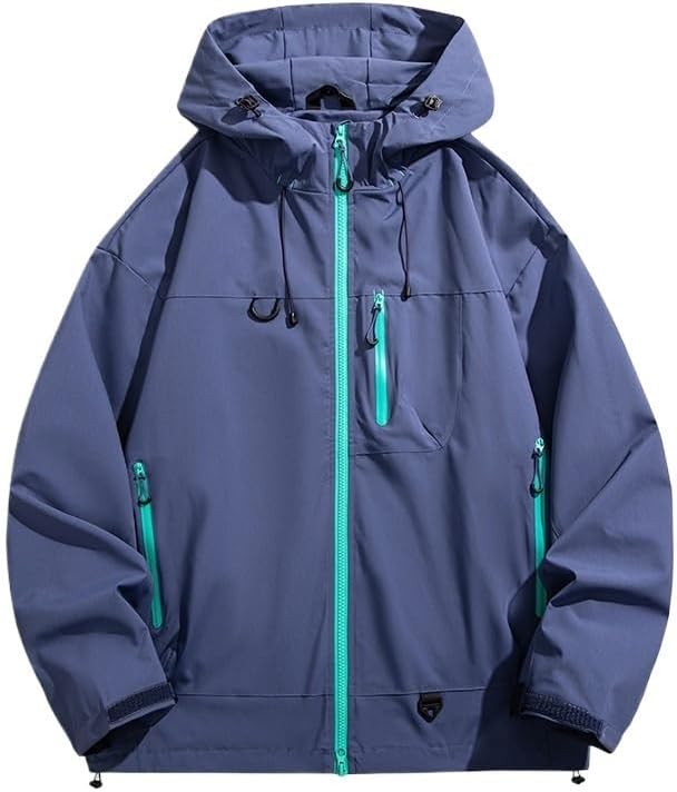 Mens Hooded Outdoor Hiking Jacket Windproof Waterproof Casual Shell Jackets Outerwear
