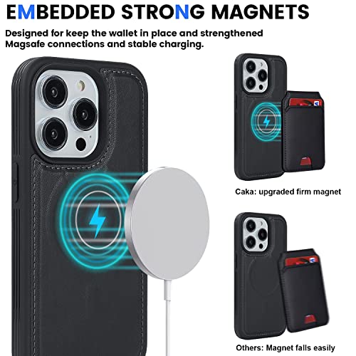 SailorTech iPhone 15 Pro case with Credit Card Holder mag Safe, iPhone 15 Pro Phone Leather Case Wallet for Women Compatible mag Safe Wallet Detachable 2-in-1 for Men-Black