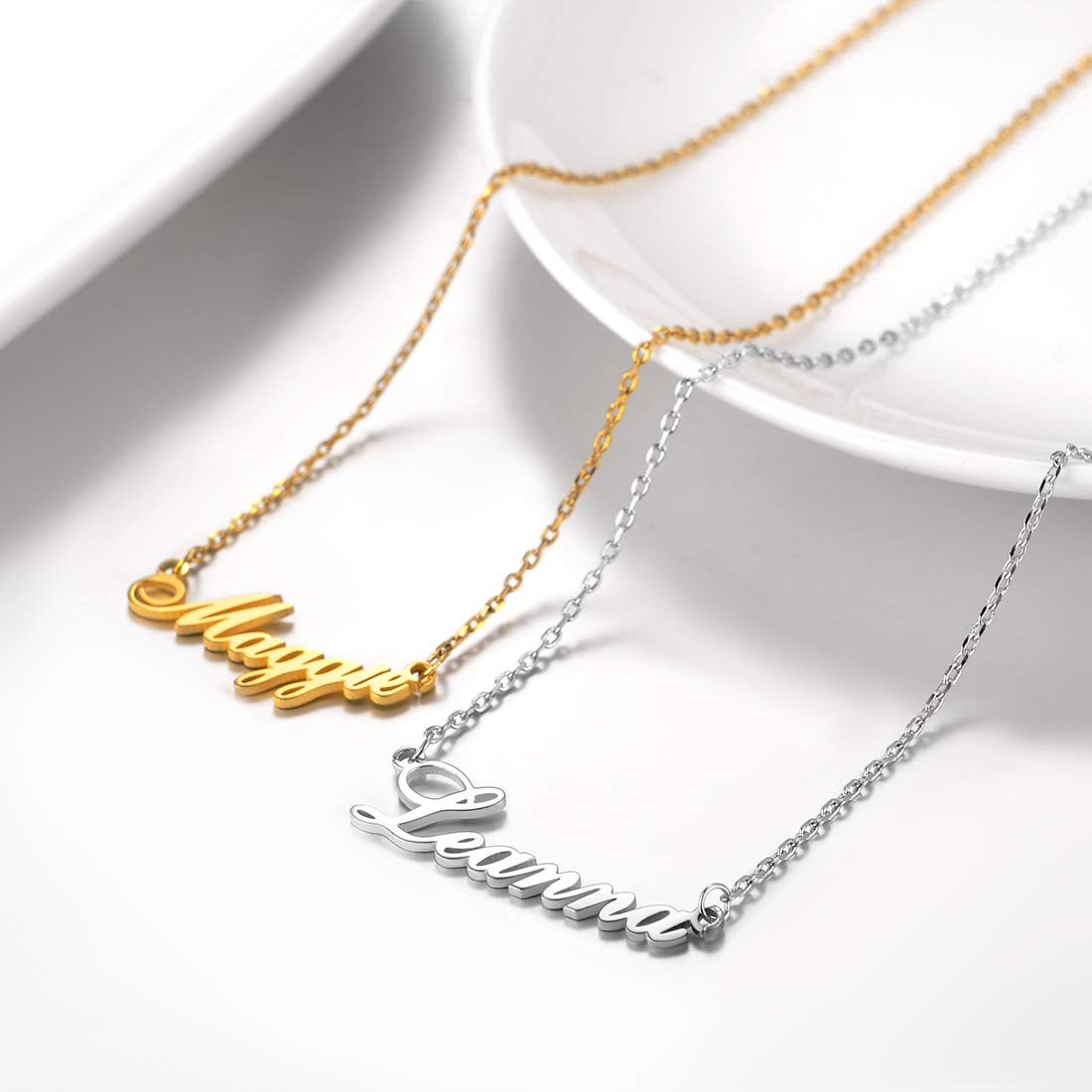 U7 Collana con Ciondolo Nome Personalizzato per Donna Ciondolo Infinito con Nome Argento/Placcato oro 18 Carati Gioielli con Nome per Ragazze