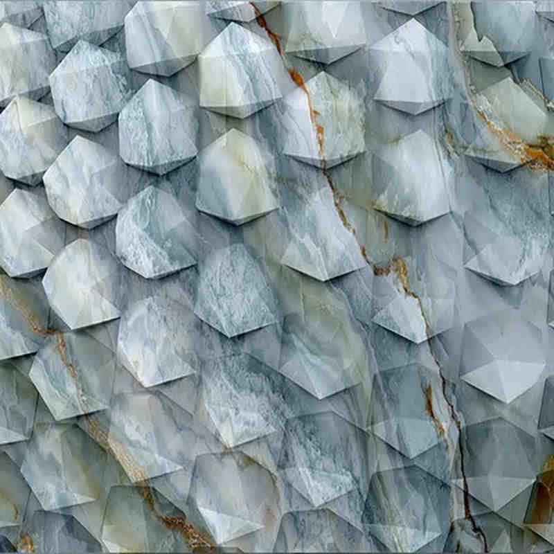 Tamaño personalizado en relieve geométrico espacio sólido patrón de mármol papel de pared respetuoso con el medio ambiente dormitorio Simple decoración del hogar Mural papel tapiz