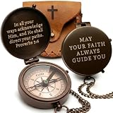 Baptism Gifts for Boys – Confirmation & First Communion Compass Gift – Catholic Christian Brass Pocket Compass with Scripture – Religious Keepsake for Christening – Gift for Godson, Son, or Grandson